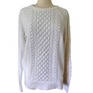 GAP Fisherman Sweater White Cotton XL Cable Knit